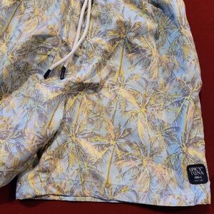 Spicy Tuna Tropical Palm Swim Trunks - Blue and Yellow